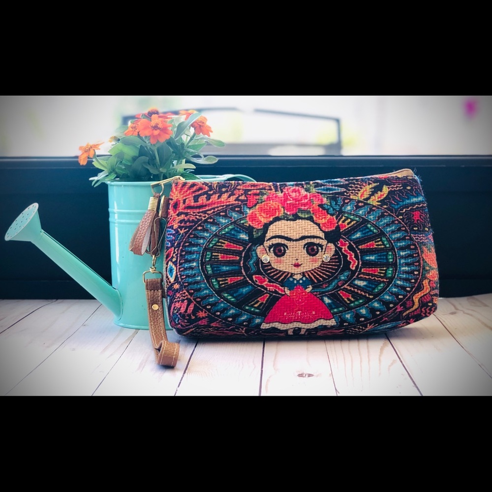 Frida Kahlo Jute Clutch Bag